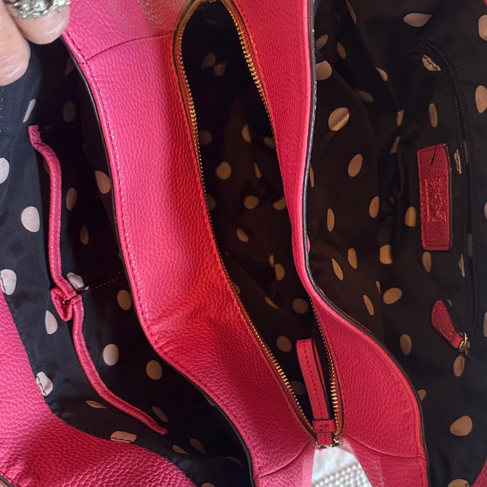 Anne Klein Raspberry Pink Pebbled Leather Shoulder Bag - Picture 8 of 10